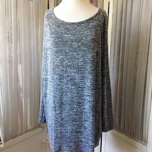 Topshop Knit Heather Gray Sweater Top Blouse Tunic Long Sleeve Size 12 Med